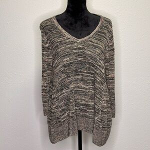 Sejour Lightweight Knit V-Neck Sweater - Plus Size 1X